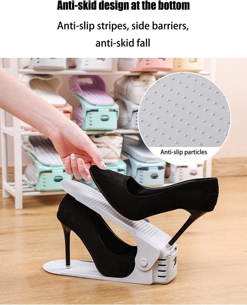 RISETEX Shoe Organizer - 36 Pack Shoe Stacker, Space Saver with 4 Levels, Double Deck Closet Organizer - White - Image 3